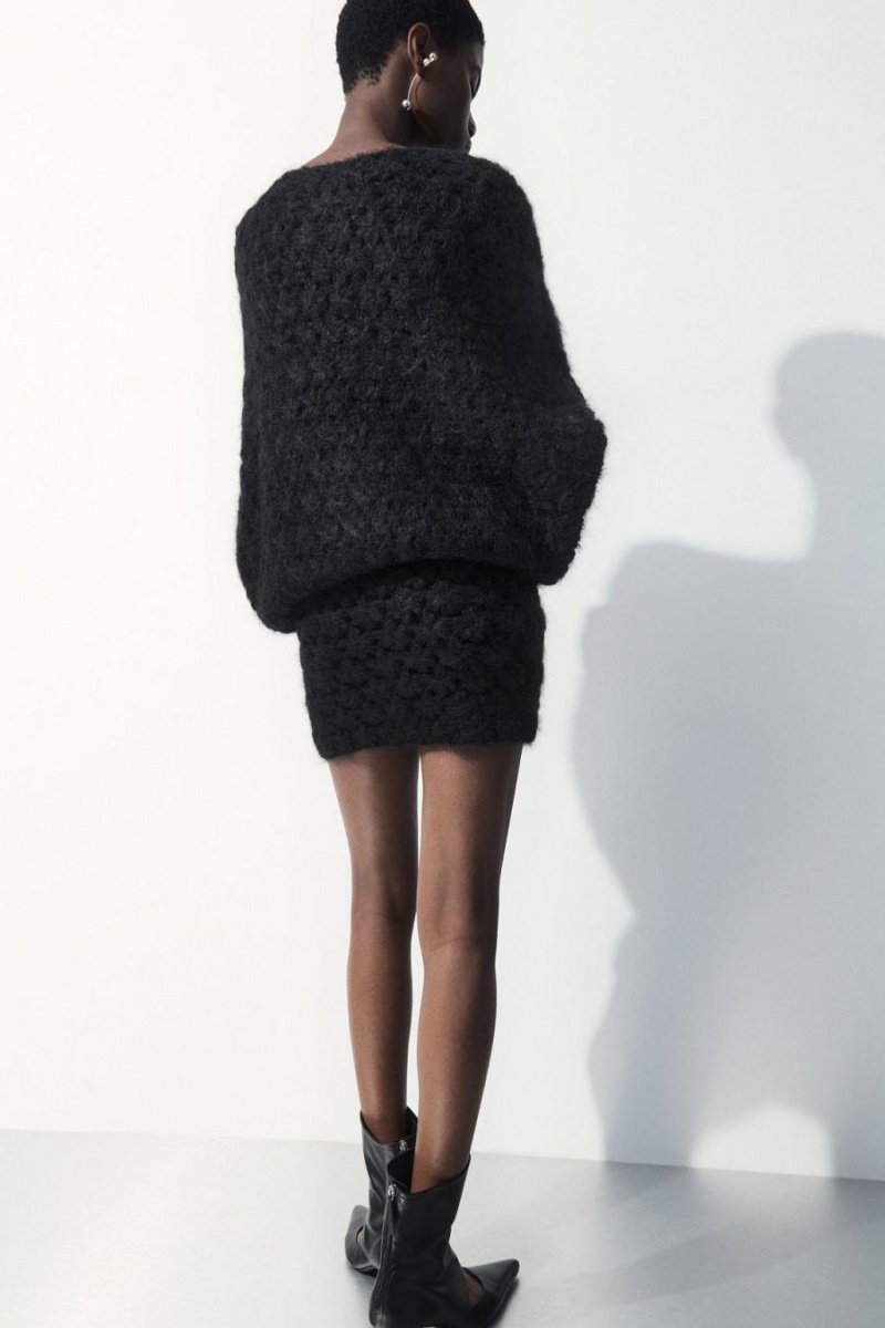 COS The Crochet-knit Mini Szoknya Női Fekete | RVO-136042