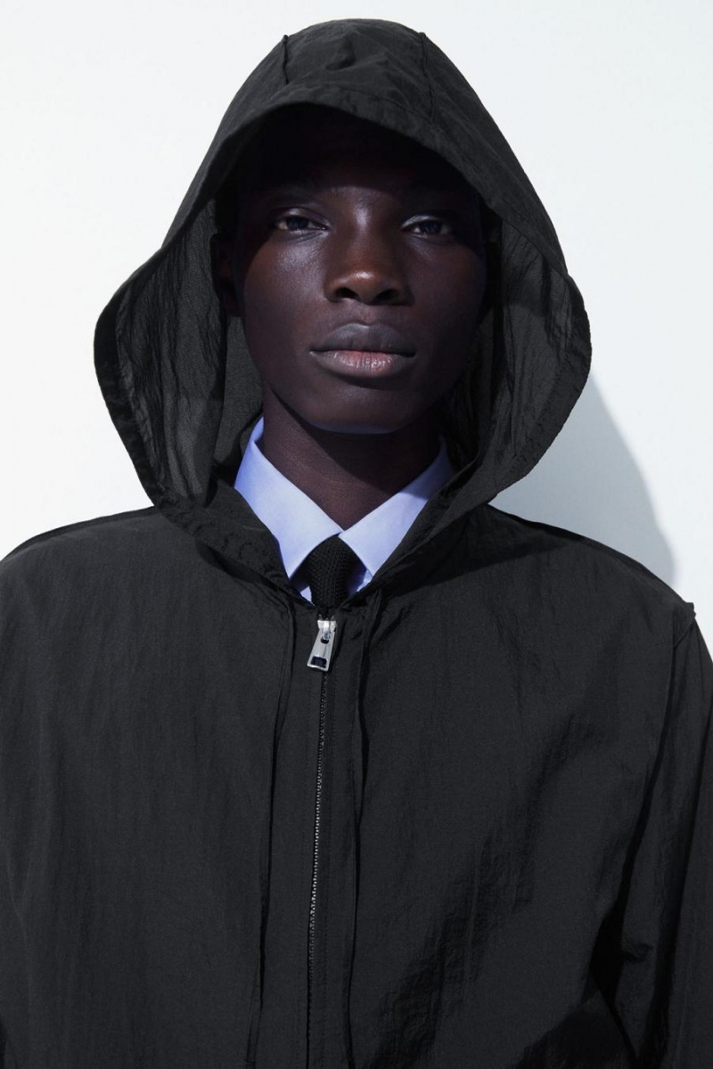 COS The Csuklyás Blouson Kabát Férfi Fekete | HXK-247153