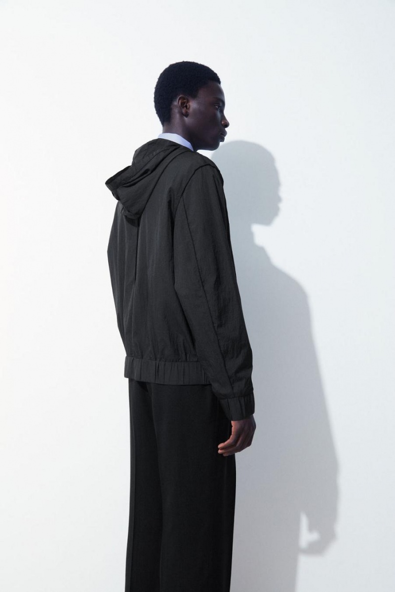 COS The Csuklyás Blouson Kabát Férfi Fekete | HXK-247153