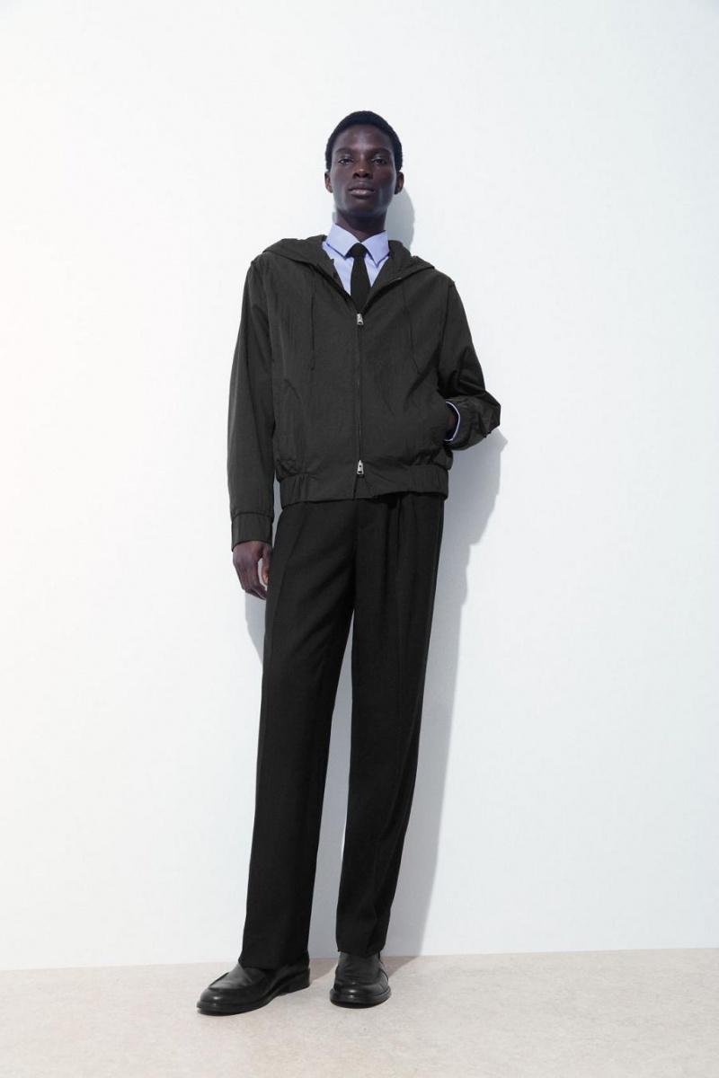 COS The Csuklyás Blouson Kabát Férfi Fekete | HXK-247153