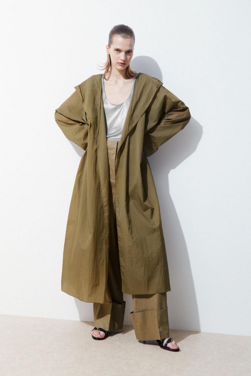 COS The Csuklyás Trench Kabát Női Sötétbézs | JGL-143879