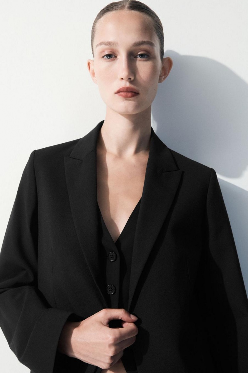 COS The Deconstructed Blézer Női Fekete | NDP-402819