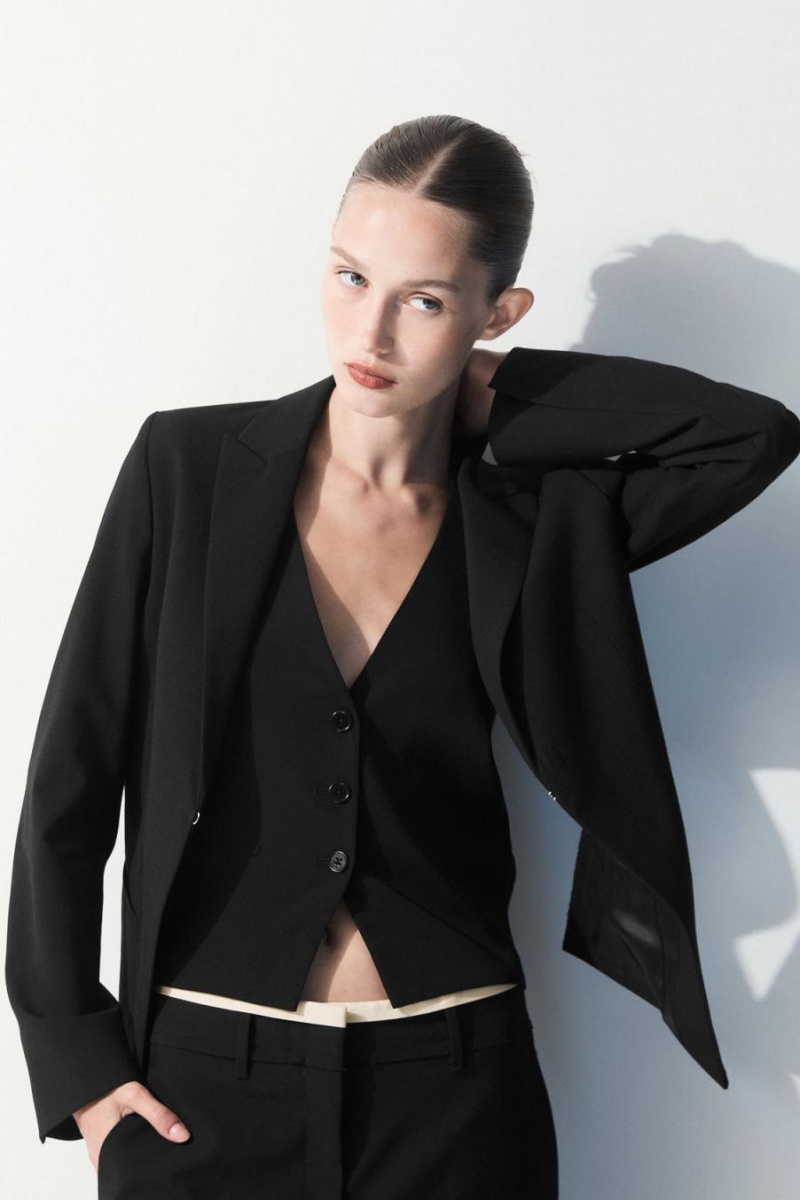 COS The Deconstructed Blézer Női Fekete | NDP-402819