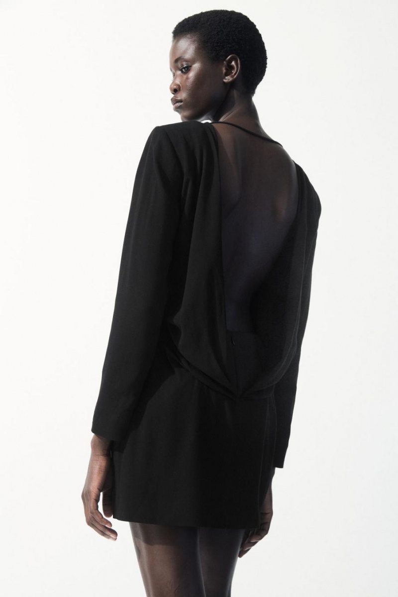 COS The Draped Open-back Mini Ruha Női Fekete | ORL-941852