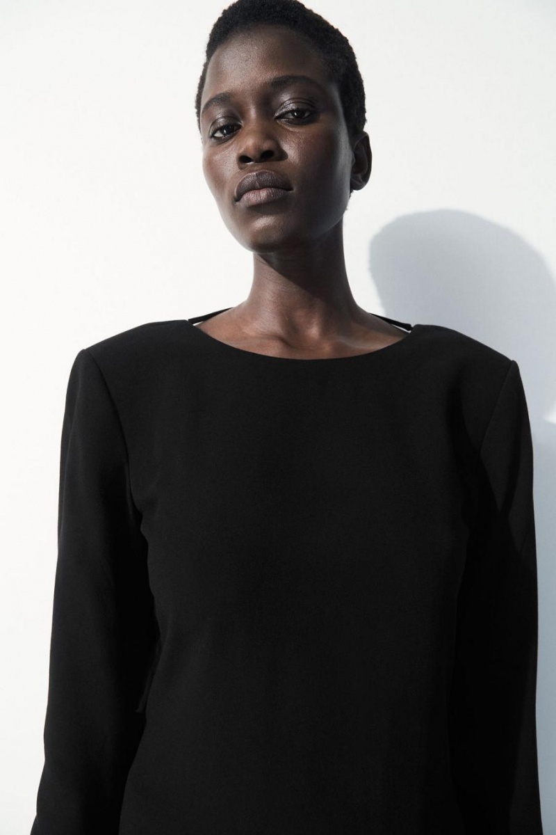 COS The Draped Open-back Mini Ruha Női Fekete | ORL-941852