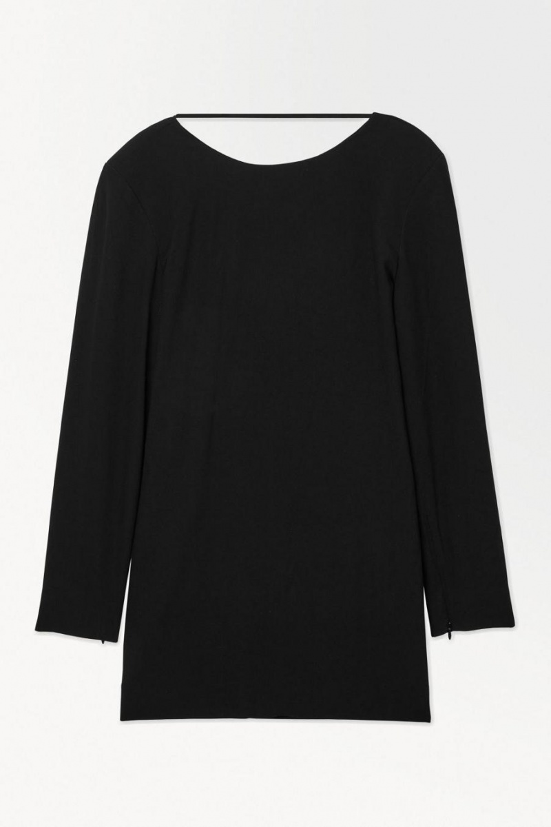 COS The Draped Open-back Mini Ruha Női Fekete | ORL-941852