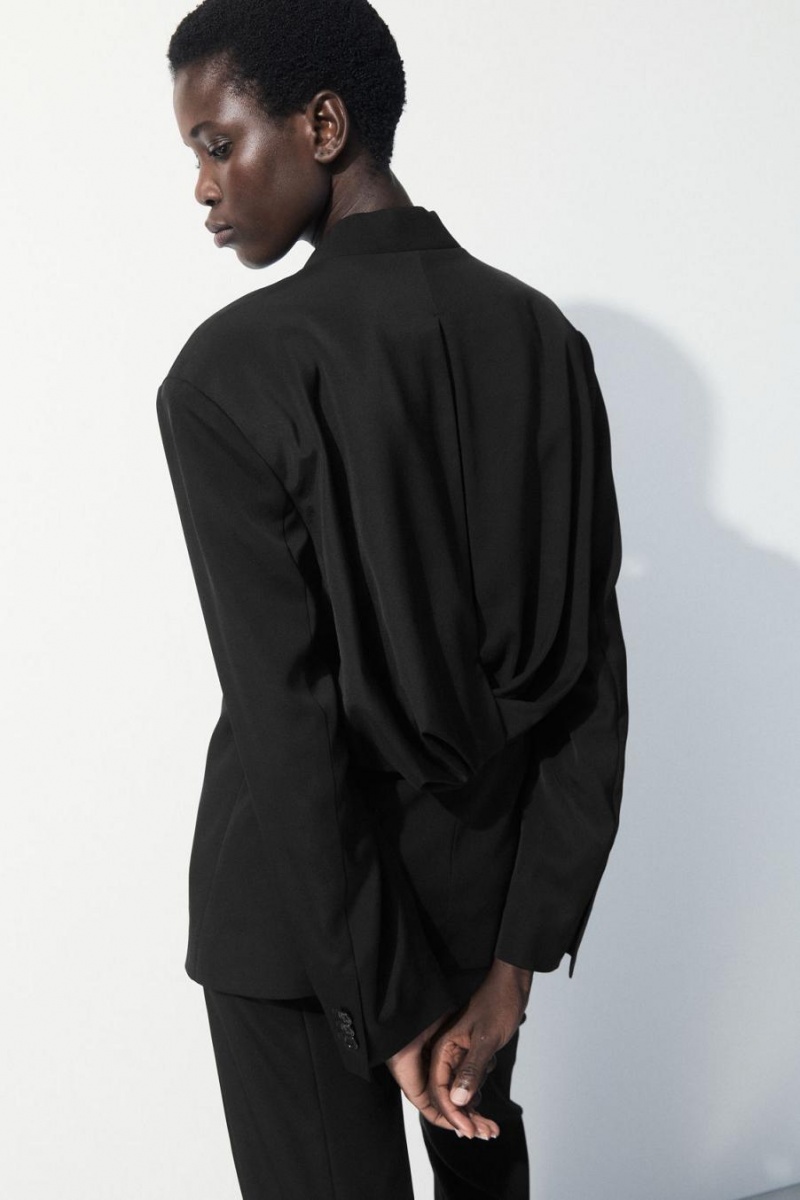COS The Draped-waist Blézer Női Fekete | POB-791302