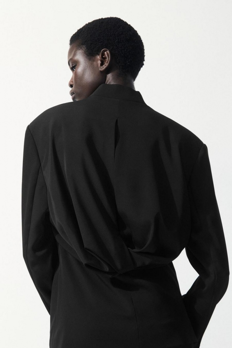 COS The Draped-waist Blézer Női Fekete | POB-791302