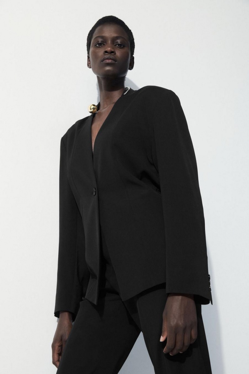 COS The Draped-waist Blézer Női Fekete | POB-791302