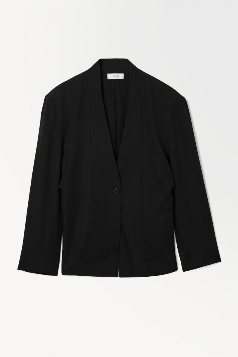 COS The Draped-waist Blézer Női Fekete | POB-791302