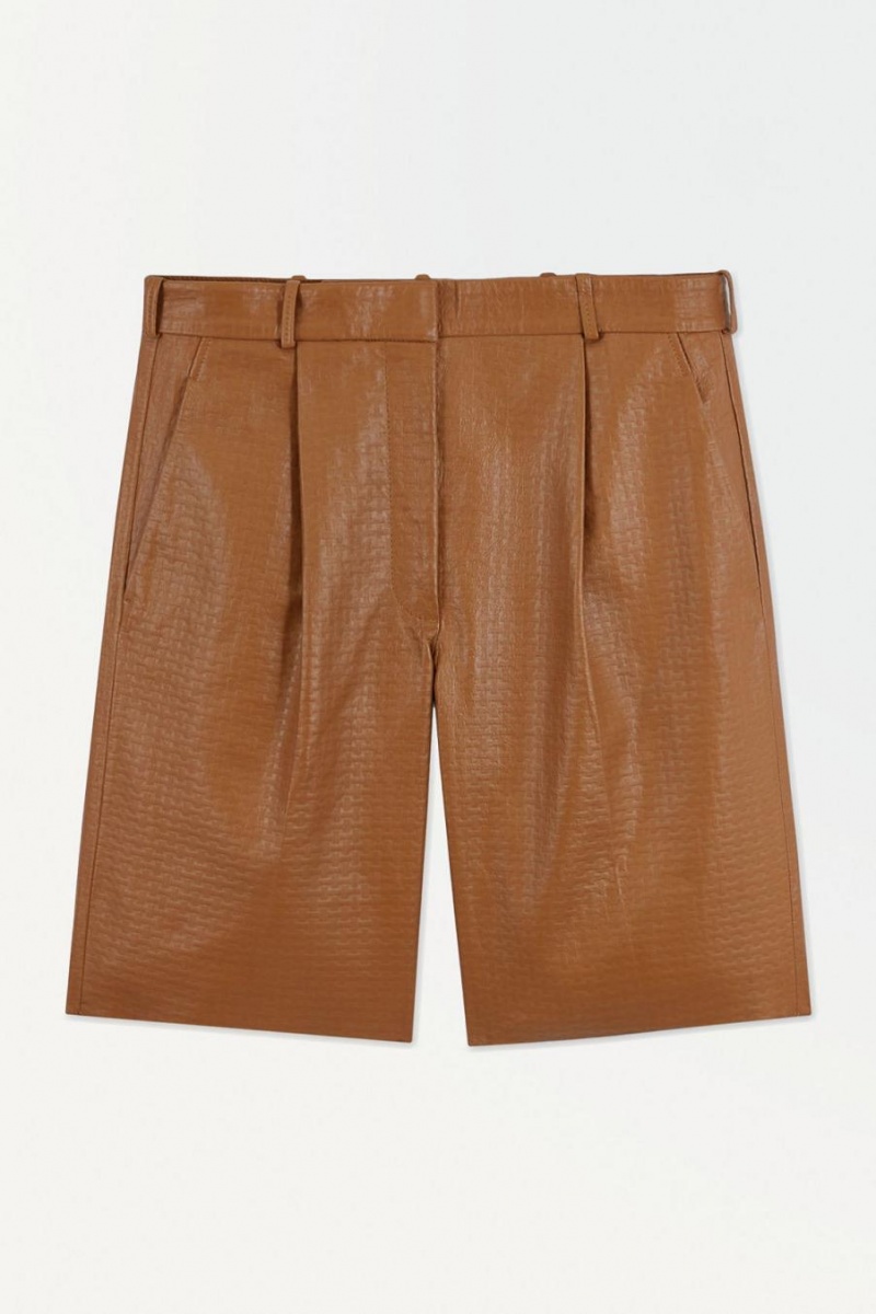 COS The Embossed-leather Bermuda Rövidnadrág Női Barna | FWA-680579