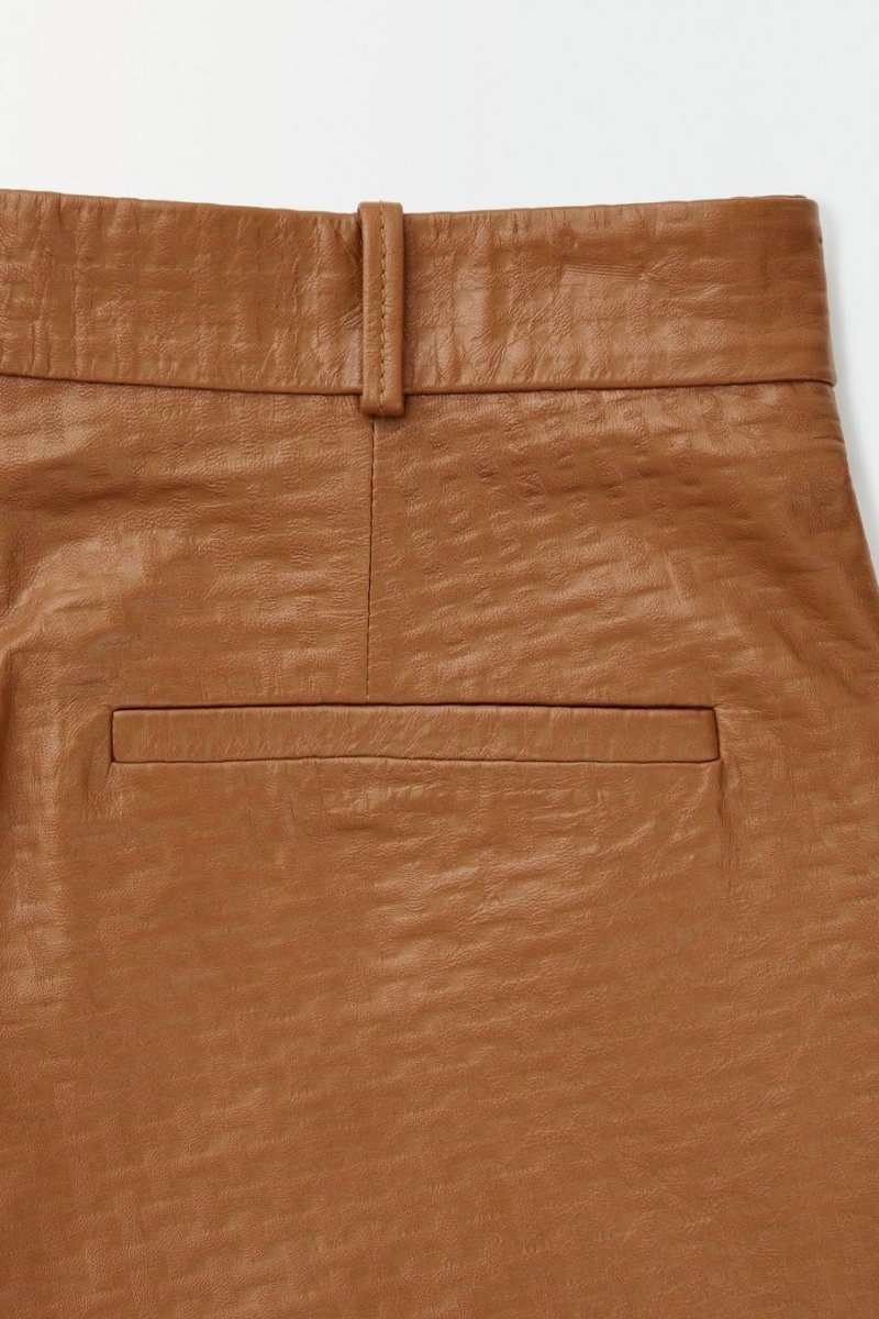 COS The Embossed-leather Bermuda Rövidnadrág Női Barna | FWA-680579