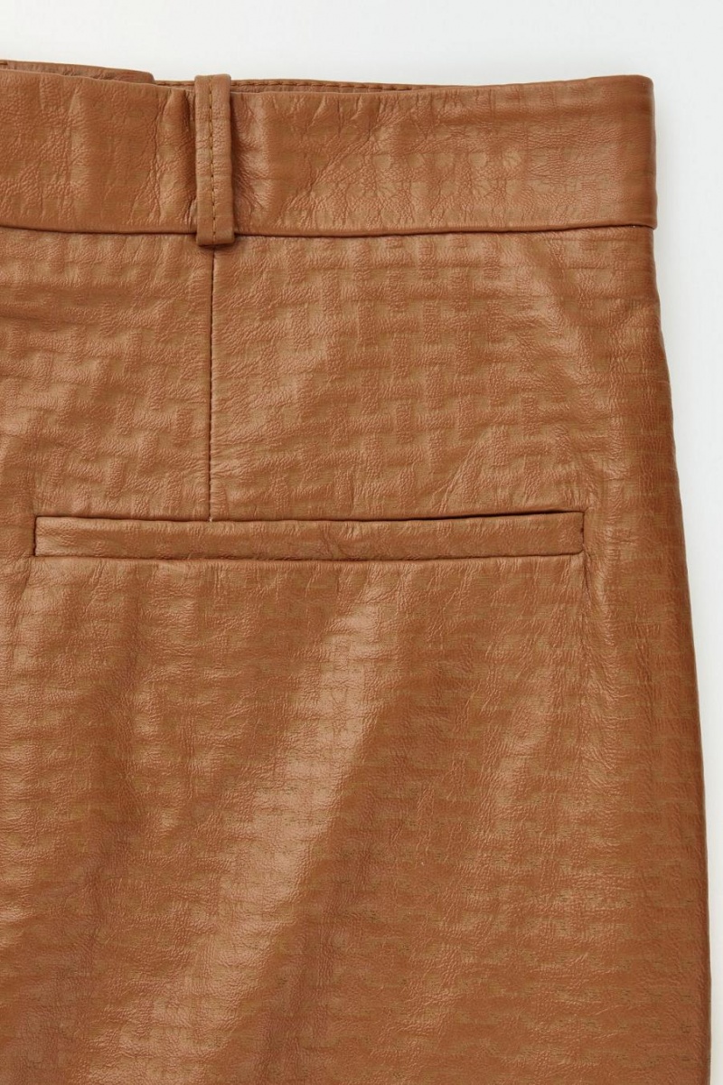 COS The Embossed-leather Mini Szoknya Női Barna | GQF-872903