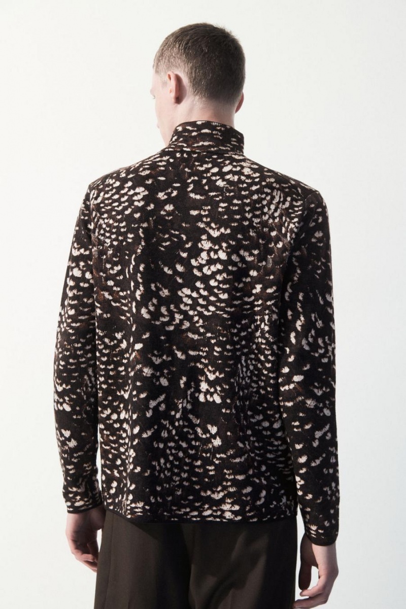 COS The Feather-jacquard Jumpers Férfi Sötétbarna | PTX-813546