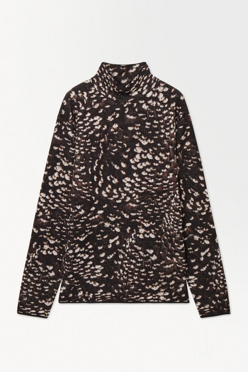 COS The Feather-jacquard Jumpers Férfi Sötétbarna | PTX-813546