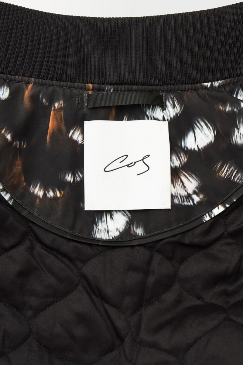 COS The Feather-print Bomber Kabát Férfi Fekete | HPO-175063