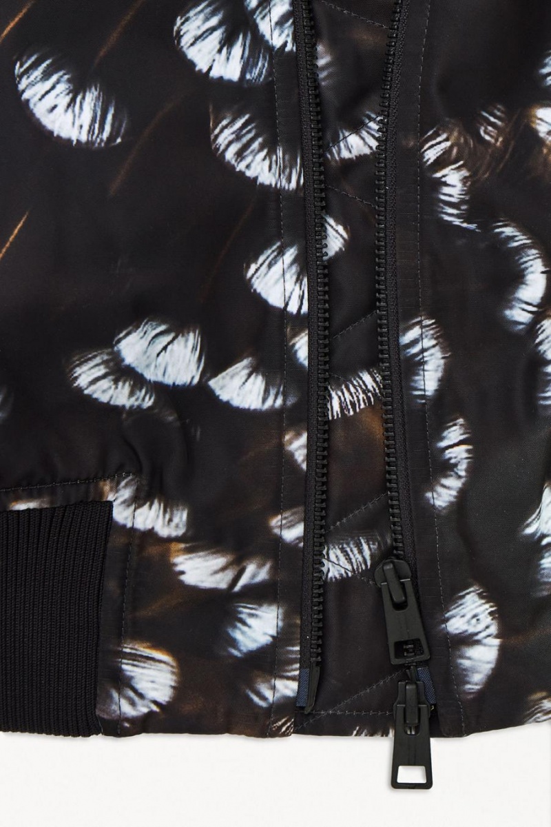 COS The Feather-print Bomber Kabát Férfi Fekete | HPO-175063