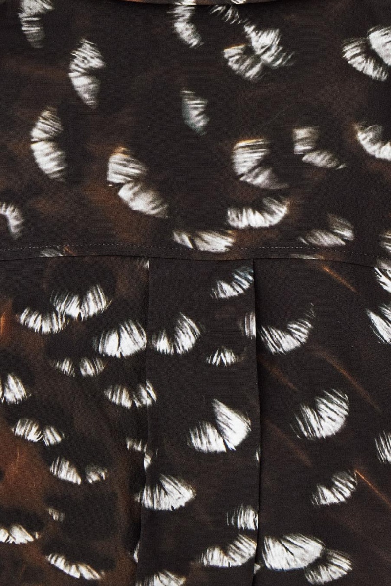 COS The Feather-print Silk Ing Női Fekete | TZG-573082
