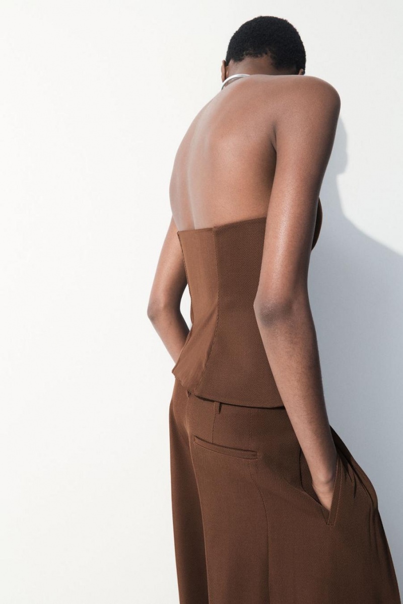 COS The Gyapjú Bandeau Felső Női Sötétbarna | NZH-012593