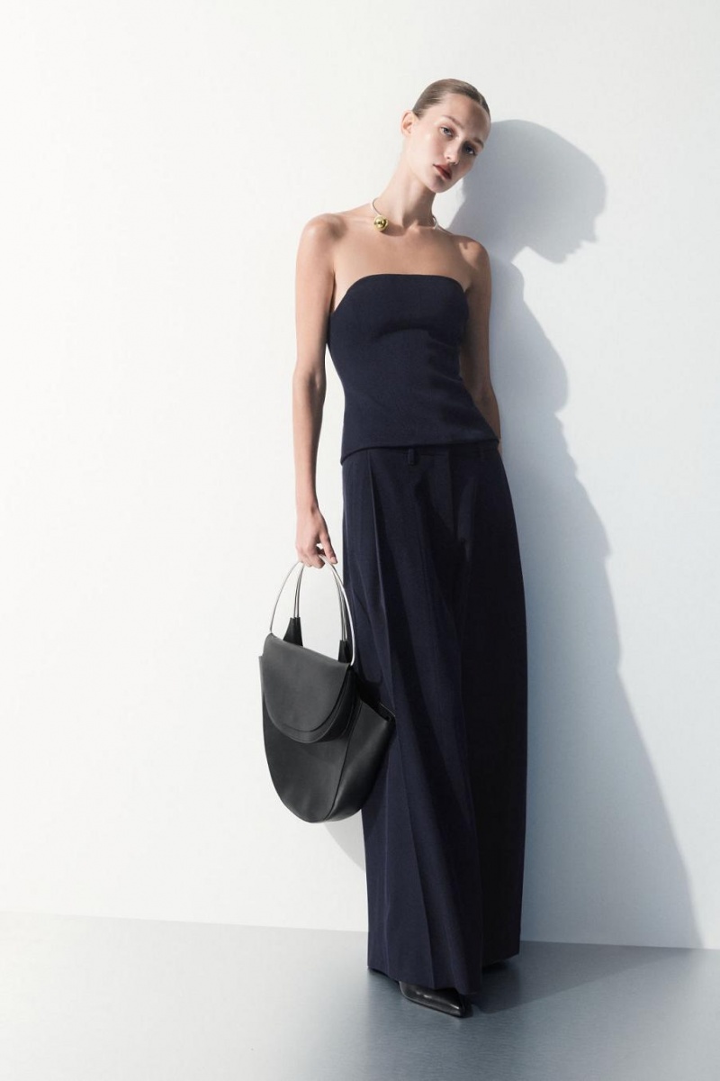 COS The Gyapjú Bandeau Felső Női Sötétkék | RDN-706498