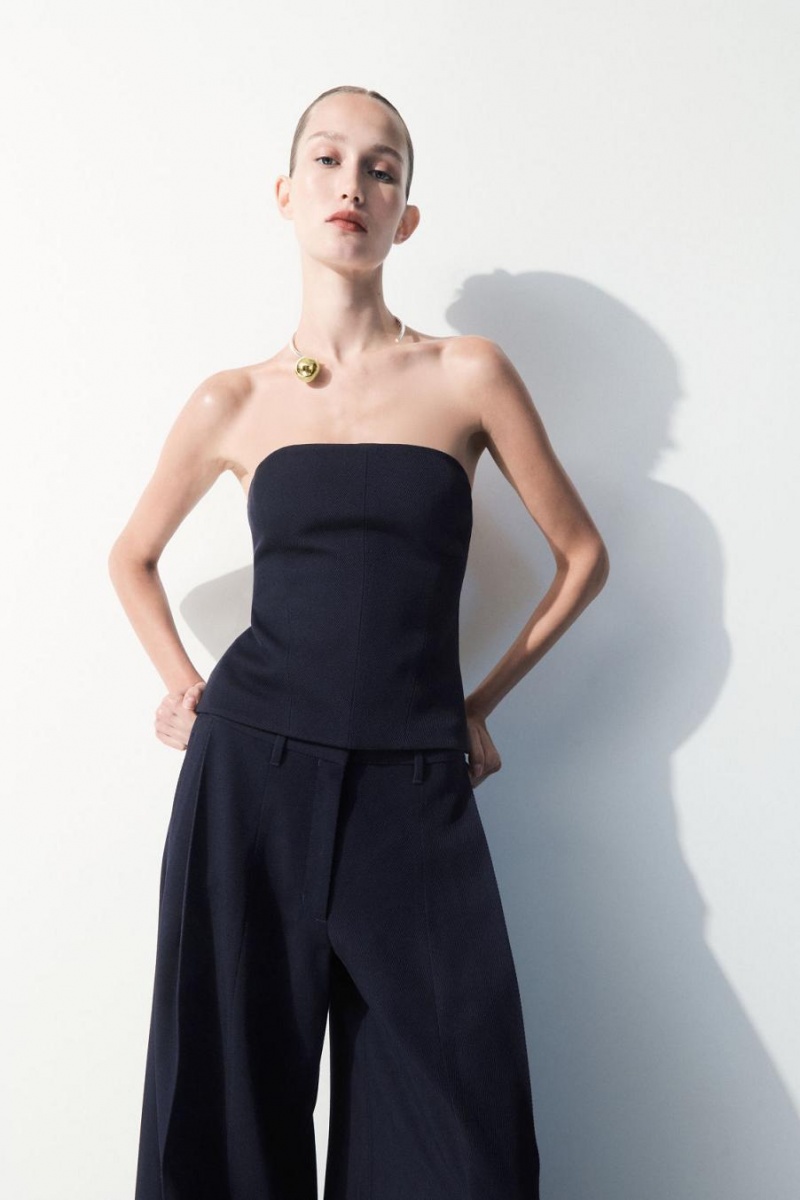 COS The Gyapjú Bandeau Felső Női Sötétkék | RDN-706498