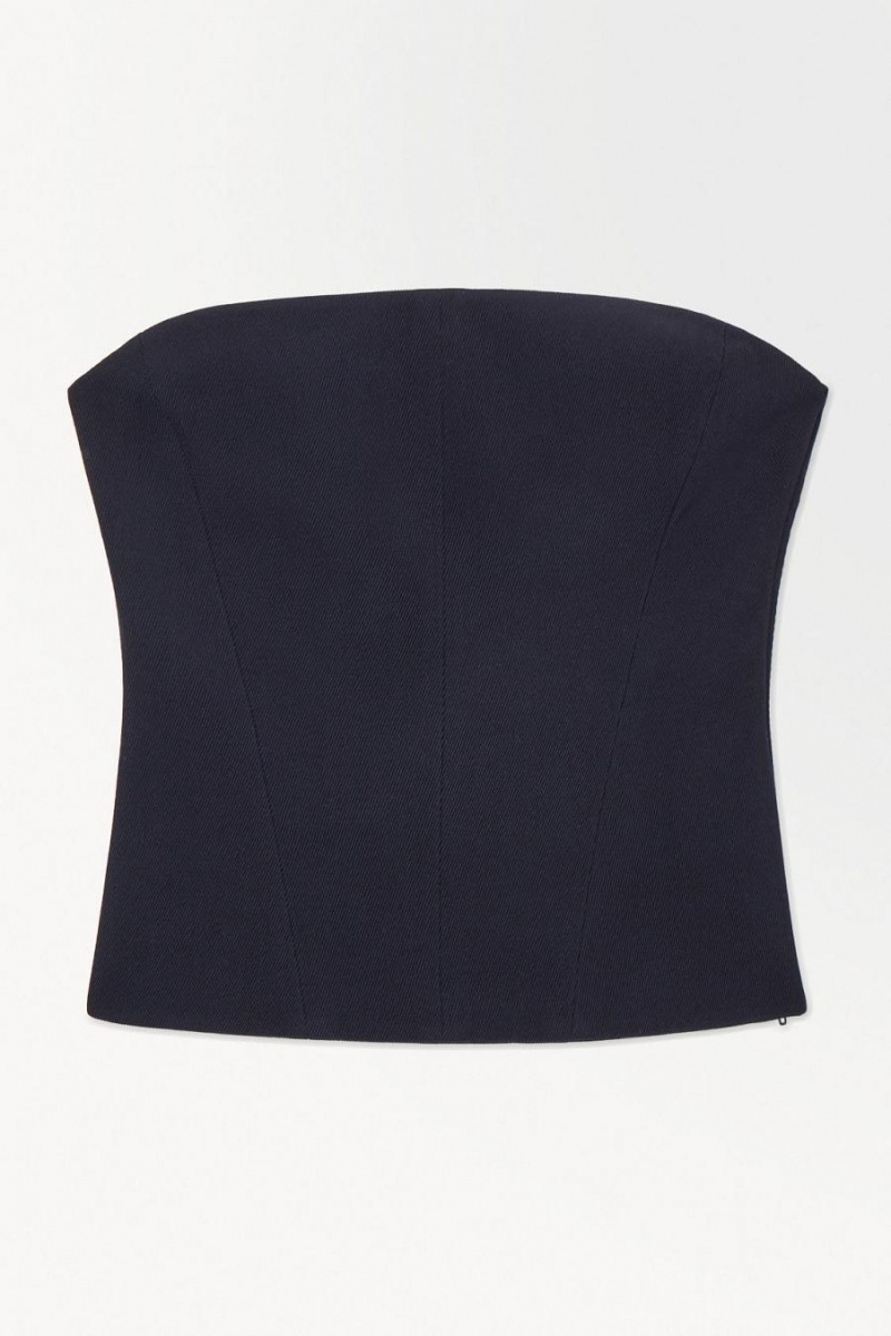 COS The Gyapjú Bandeau Felső Női Sötétkék | RDN-706498