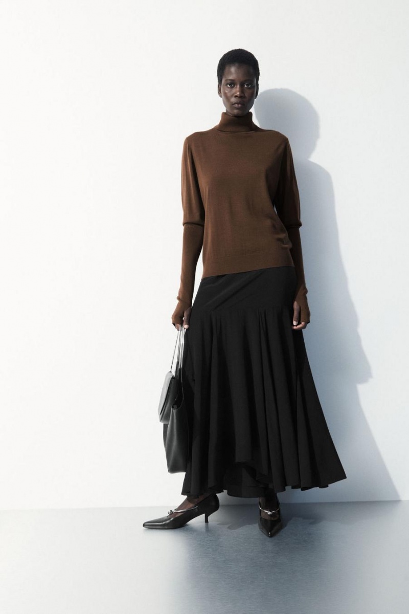 COS The Gyapjú Roll-neck Jumpers Női Sötétbarna | JXK-547069