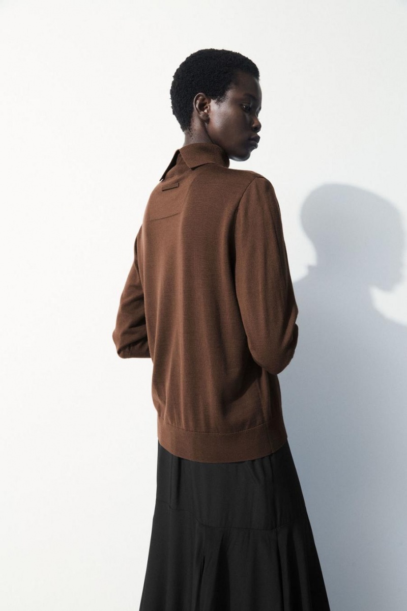 COS The Gyapjú Roll-neck Jumpers Női Sötétbarna | JXK-547069