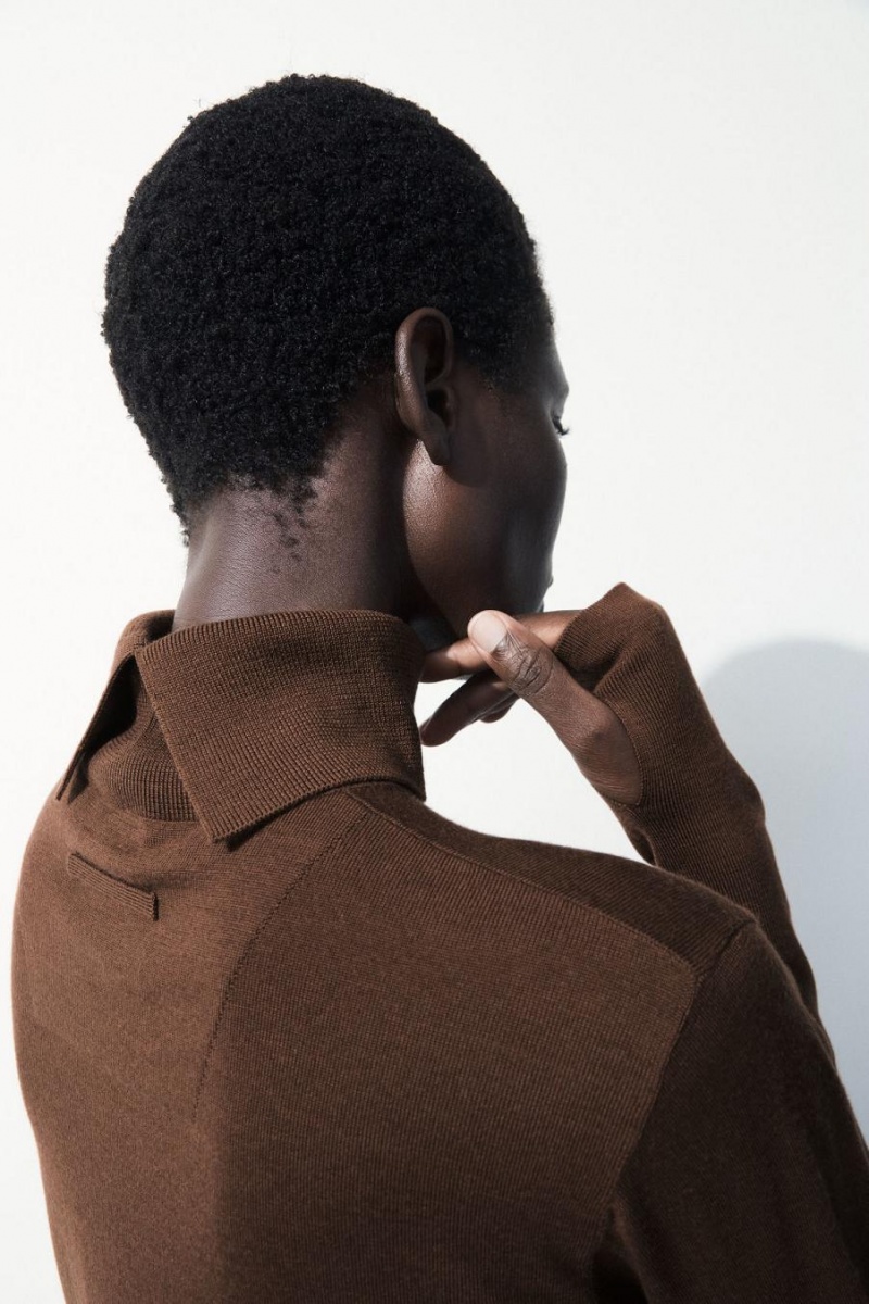 COS The Gyapjú Roll-neck Jumpers Női Sötétbarna | JXK-547069