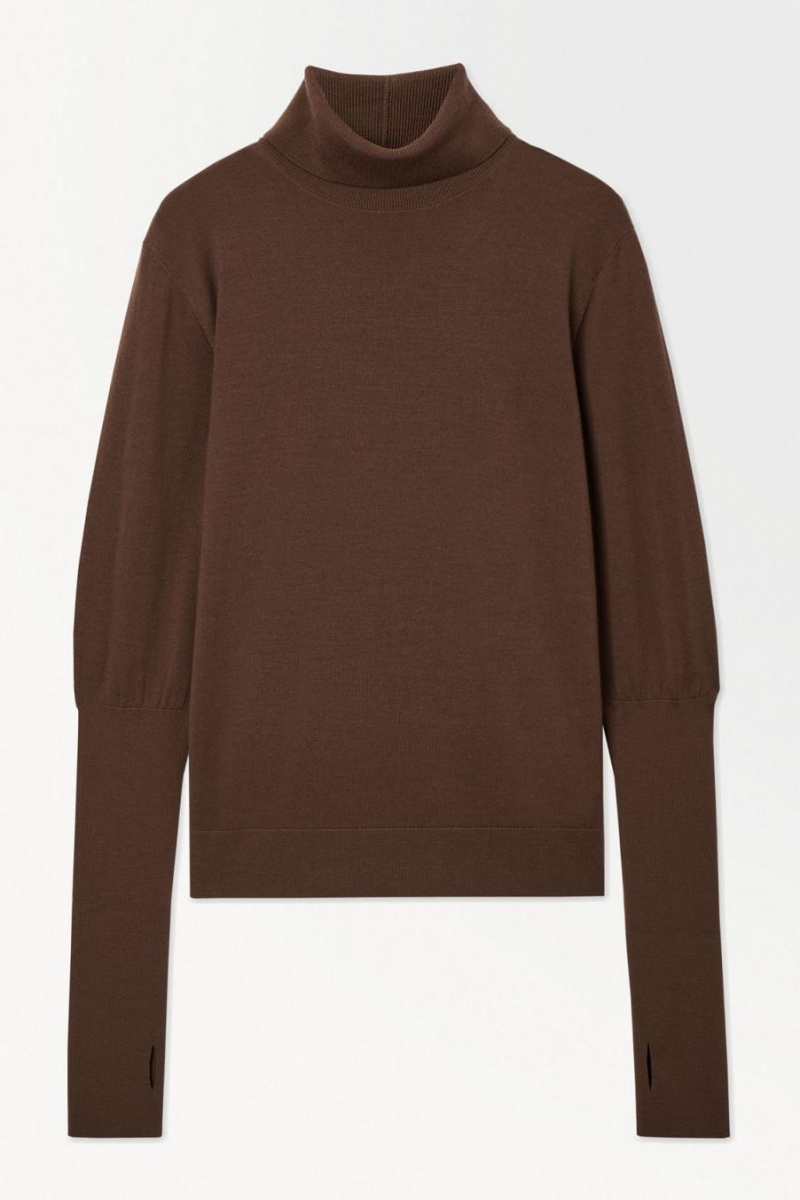 COS The Gyapjú Roll-neck Jumpers Női Sötétbarna | JXK-547069