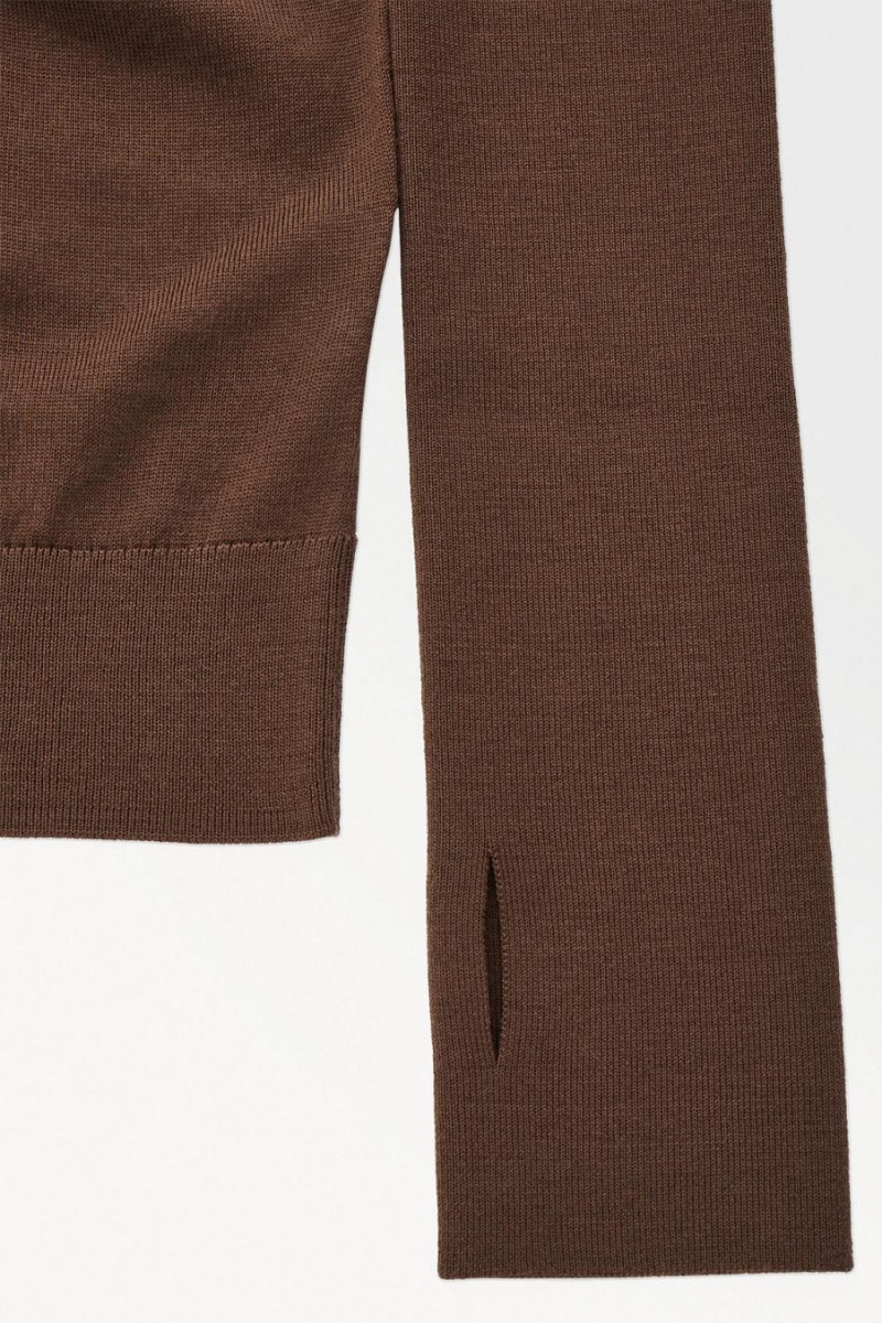 COS The Gyapjú Roll-neck Jumpers Női Sötétbarna | JXK-547069