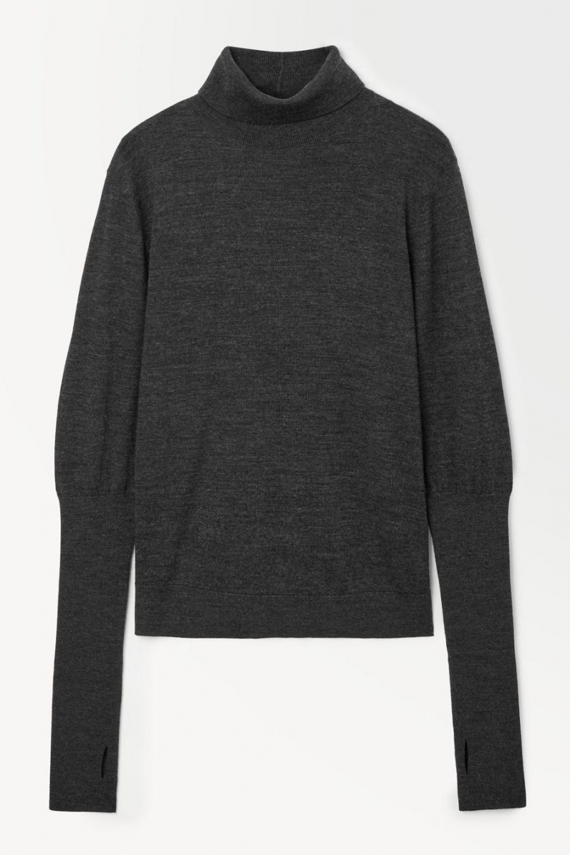 COS The Gyapjú Roll-neck Jumpers Női Sötétszürke | PLA-043178