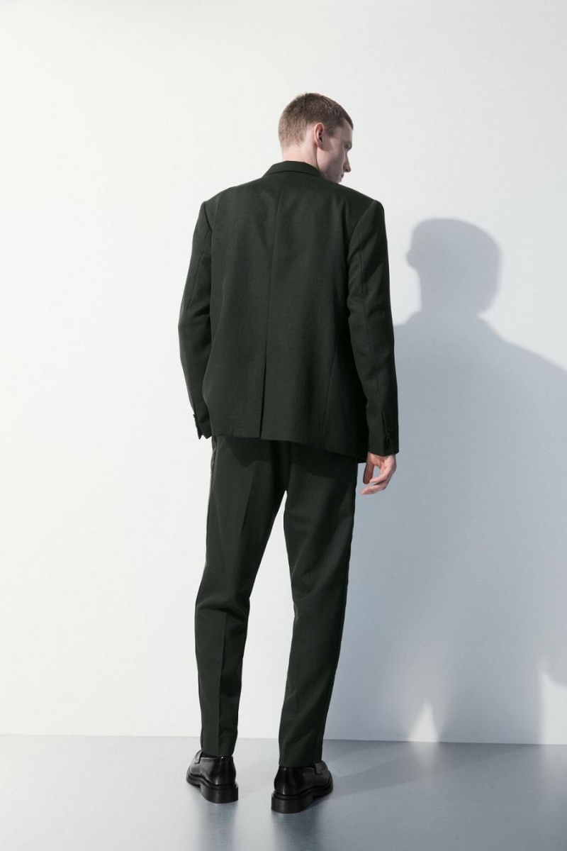 COS The Gyapjú Tuxedo Nadrág Férfi Sötétzöld | QMR-621534