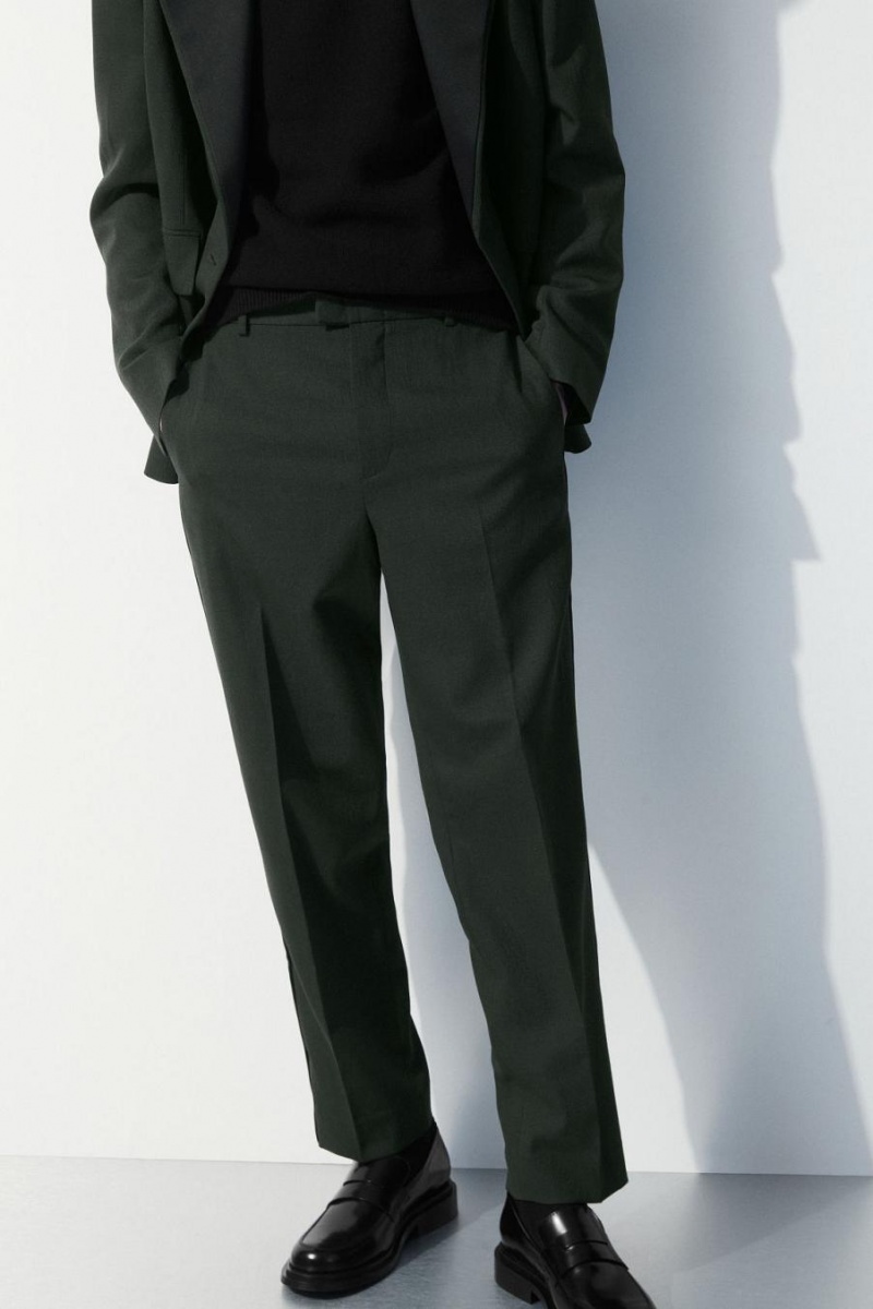 COS The Gyapjú Tuxedo Nadrág Férfi Sötétzöld | QMR-621534