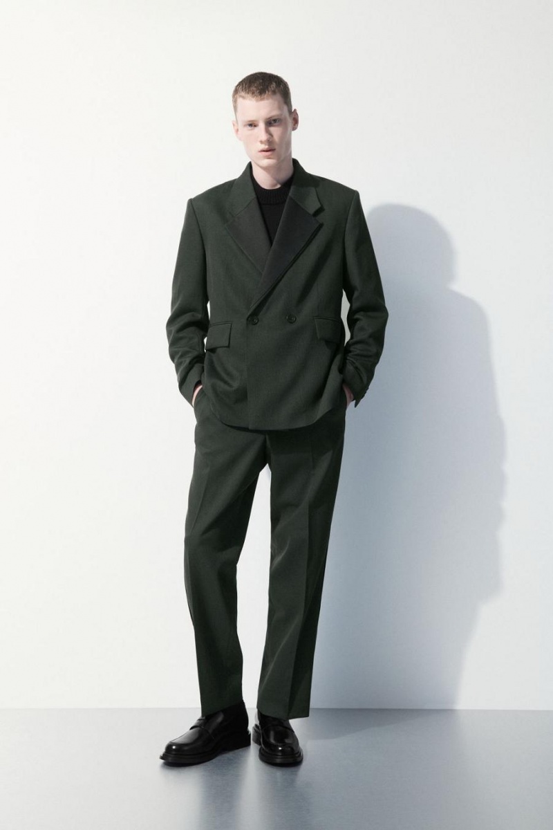 COS The Gyapjú Tuxedo Nadrág Férfi Sötétzöld | QMR-621534