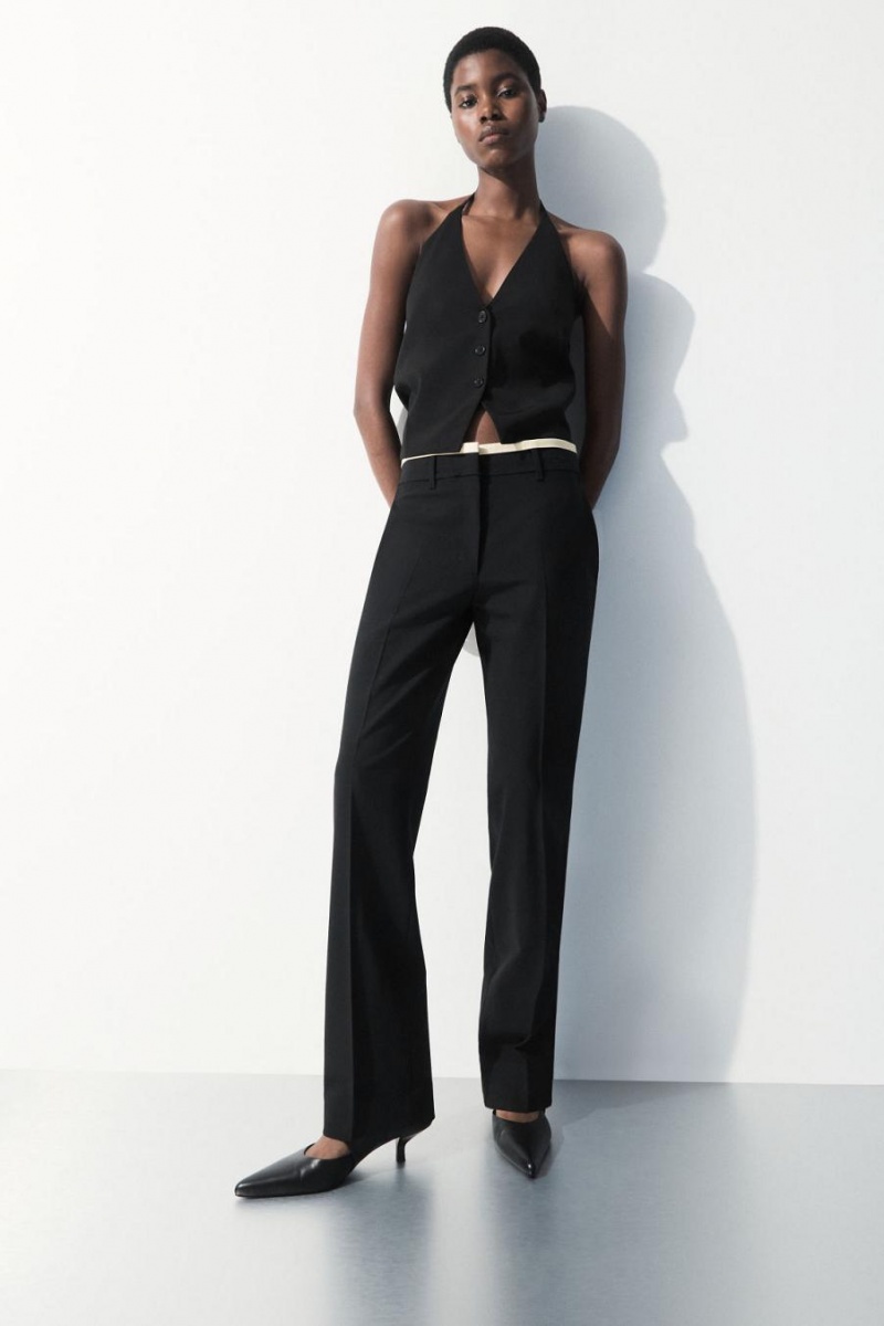 COS The Halterneck Silk-blend Waistcoat Blézer Női Fekete | NZB-295807