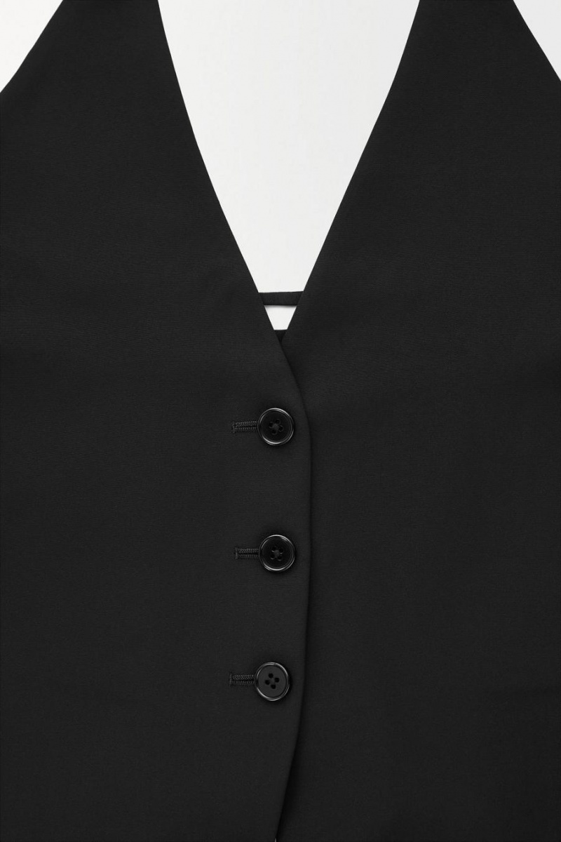 COS The Halterneck Silk-blend Waistcoat Blézer Női Fekete | NZB-295807