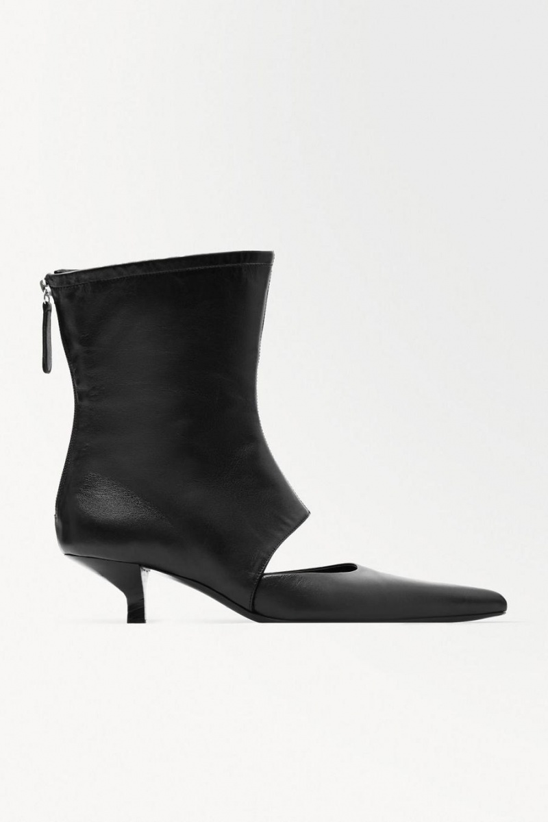 COS The Kitten-heel Sock Csizma Női Fekete | SQV-825467