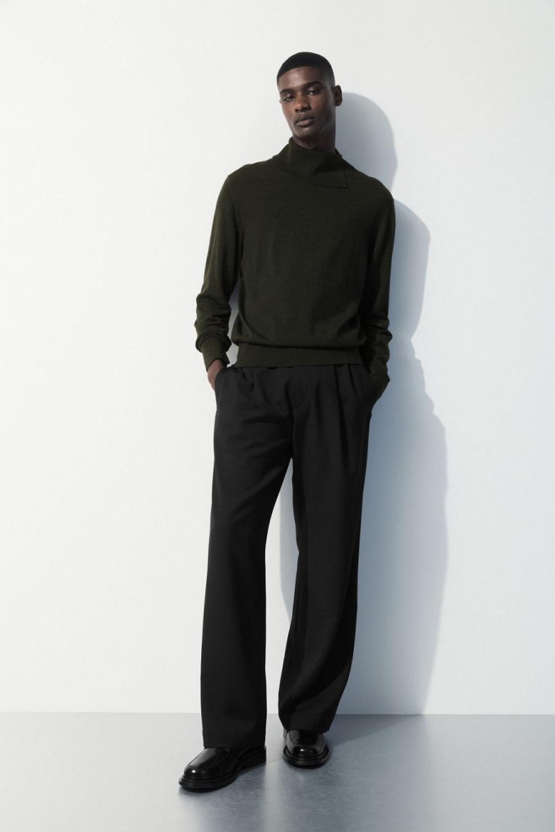 COS The Merino Gyapjú Roll-neck Jumpers Férfi Sötétzöld | TYH-307685
