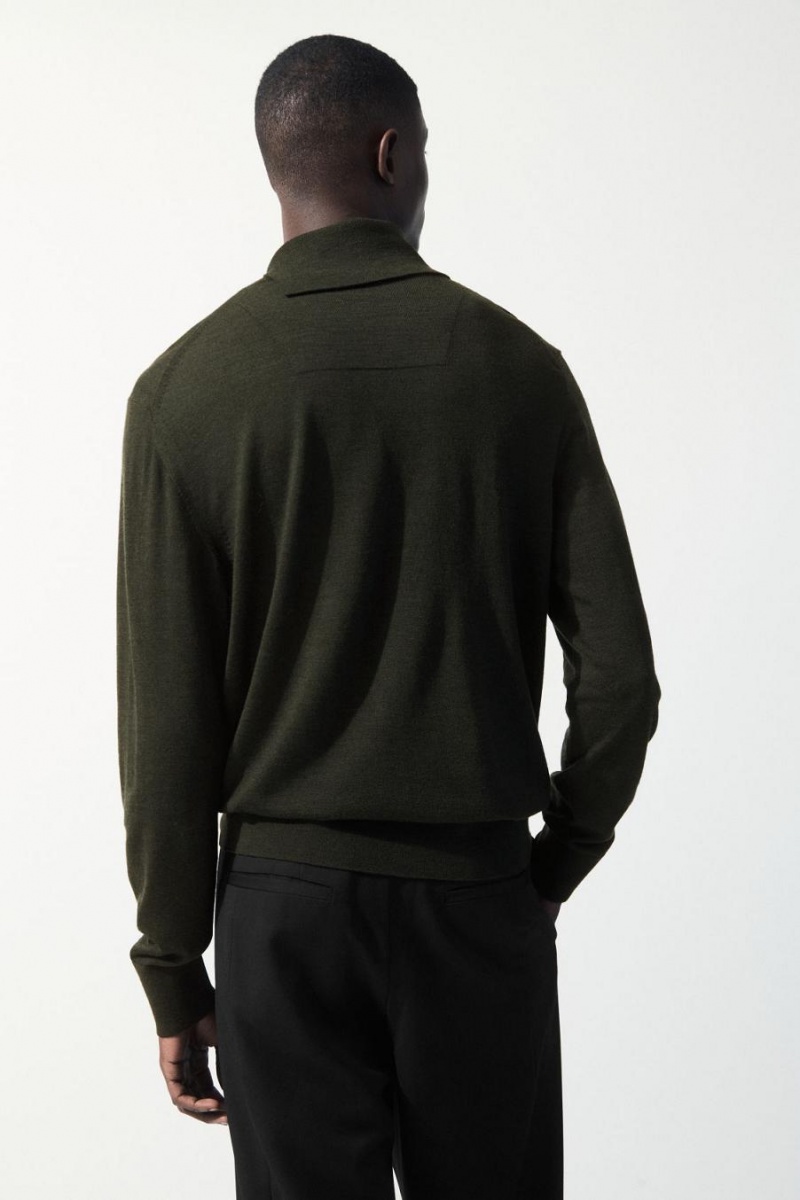 COS The Merino Gyapjú Roll-neck Jumpers Férfi Sötétzöld | TYH-307685