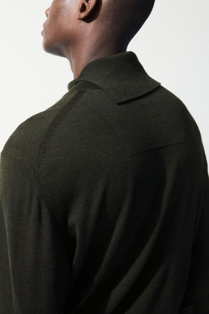 COS The Merino Gyapjú Roll-neck Jumpers Férfi Sötétzöld | TYH-307685