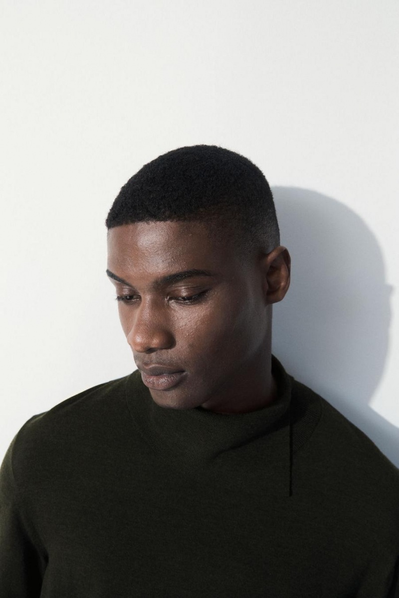 COS The Merino Gyapjú Roll-neck Jumpers Férfi Sötétzöld | TYH-307685