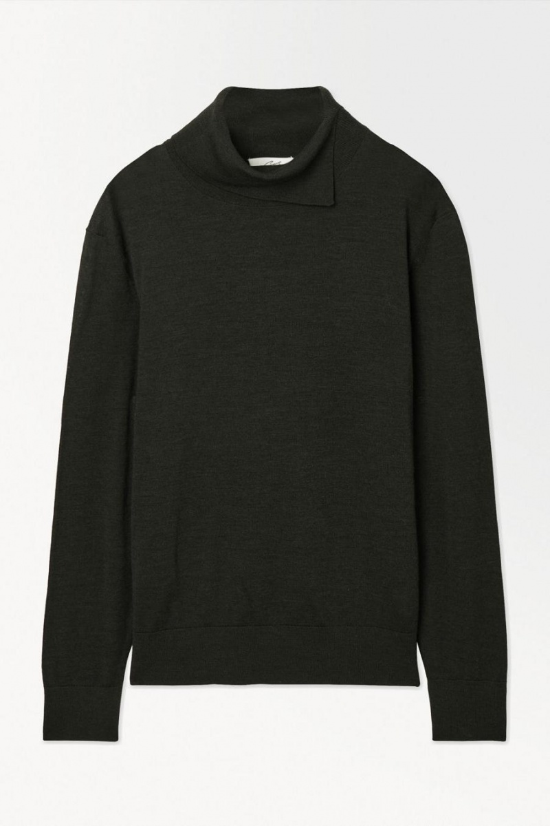 COS The Merino Gyapjú Roll-neck Jumpers Férfi Sötétzöld | TYH-307685