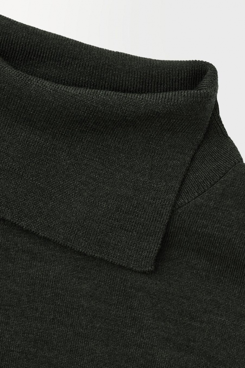 COS The Merino Gyapjú Roll-neck Jumpers Férfi Sötétzöld | TYH-307685