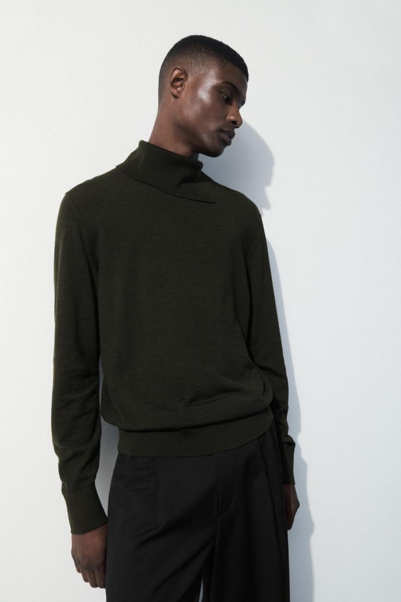 COS The Merino Gyapjú Roll-neck Jumpers Férfi Sötétzöld | TYH-307685
