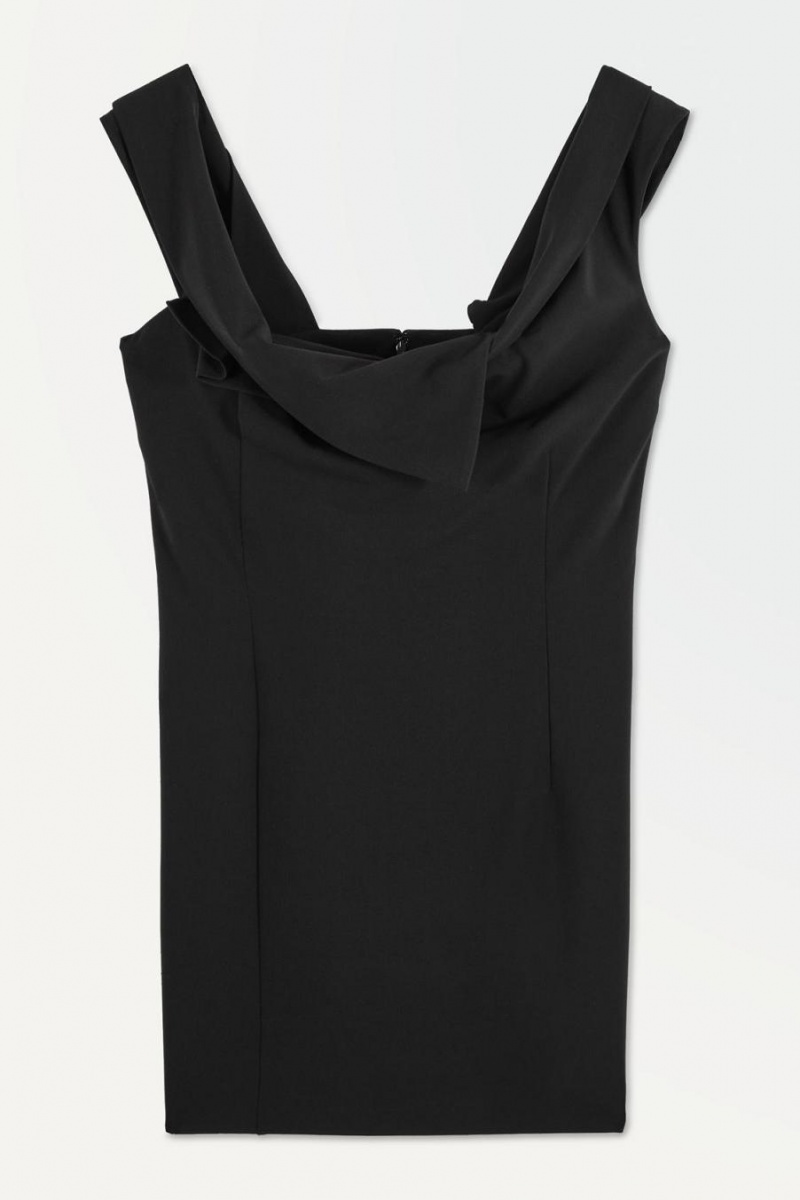 COS The Off-the-shoulder Pencil Ruha Női Fekete | EBY-679103