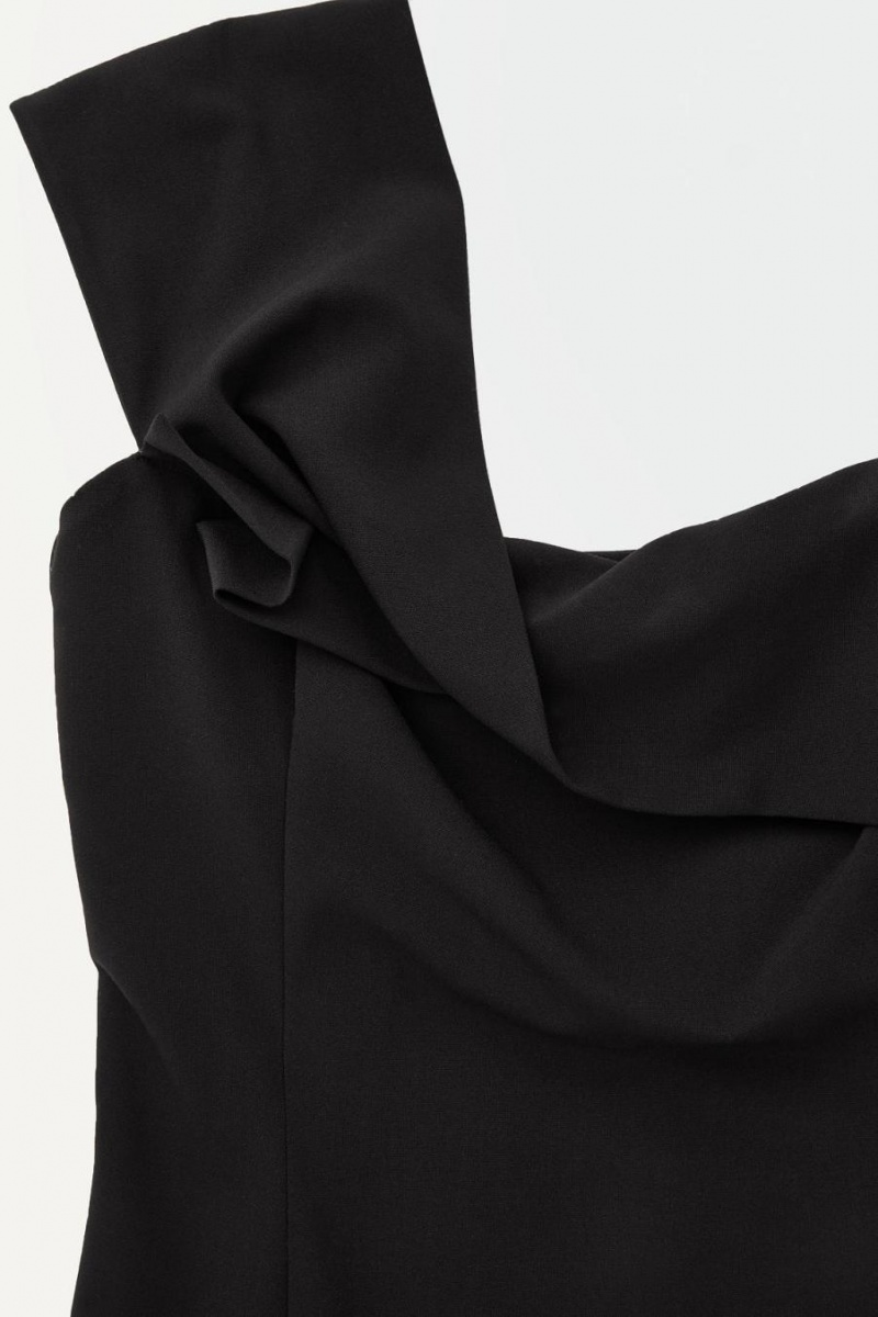 COS The Off-the-shoulder Pencil Ruha Női Fekete | EBY-679103