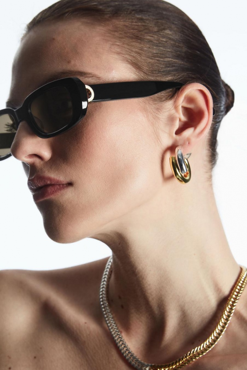 COS The Rectangle Acetate Napszemüvegek Női Fekete | UXS-219504