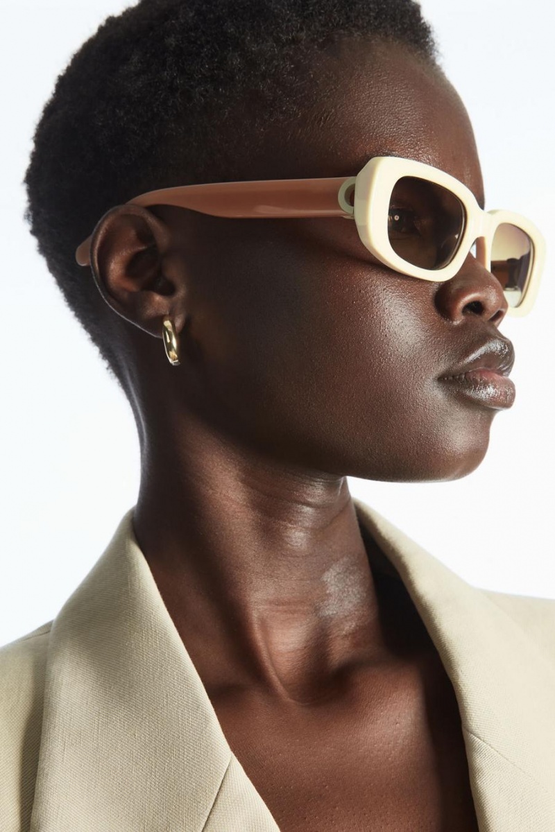 COS The Rectangle Acetate Napszemüvegek Női Krém Rózsaszín | MXW-318209