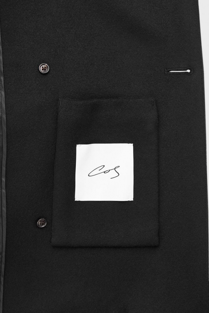 COS The Recycled-cashmere Trench Kabát Női Fekete | LHV-958016